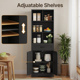 Asofer 71" Industrial Bookshelf with 2 Cabinets, Slim Storage Cabinet for Living Room, Office, Black