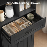 5 Shelf Bookcase with Doors- Black