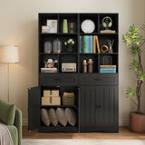5 Shelf Bookcase with Doors- Black