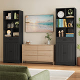 5 Shelf Bookcase with Doors- Black