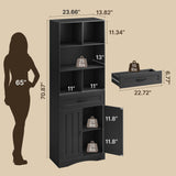 5 Shelf Bookcase with Doors- Black