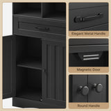 5 Shelf Bookcase with Doors- Black