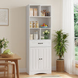 5 Shelf Bookcase with Doors - White