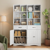 5 Shelf Bookcase with Doors - White