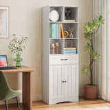 5 Shelf Bookcase with Doors - White