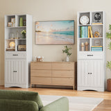5 Shelf Bookcase with Doors - White
