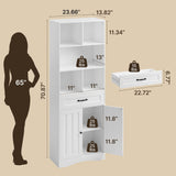 5 Shelf Bookcase with Doors - White