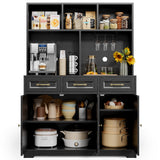Kitchen Pantry Cabinet with Countertop Kitchen Hutch Storage Cabinet 60" Tall Pantry Coffee Bar with Storage, Modern Kitchen Hutch with Microwave Stand for Dining Room, Kitchen - Black