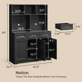 Kitchen Pantry Cabinet with Countertop Kitchen Hutch Storage Cabinet 60" Tall Pantry Coffee Bar with Storage, Modern Kitchen Hutch with Microwave Stand for Dining Room, Kitchen - Black