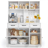 Kitchen Pantry Cabinet with Countertop Kitchen Hutch Storage Cabinet 60" Tall Pantry Coffee Bar with Storage, Modern Kitchen Hutch with Microwave Stand for Dining Room, Kitchen - White