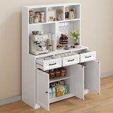 Kitchen Pantry Cabinet with Countertop Kitchen Hutch Storage Cabinet 60" Tall Pantry Coffee Bar with Storage, Modern Kitchen Hutch with Microwave Stand for Dining Room, Kitchen - White