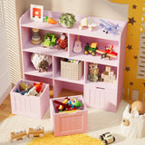 Asofer Kids Bookshelf with 3 Movable Drawers and 6 Open Shelves, Toy Chest Storage Bookcase for Playroom Kids Room, Pink