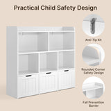 Asofer Kids Bookshelf with 3 Movable Drawers and 6 Open Shelves, Toy Chest Storage Bookcase for Playroom Kids Room, White