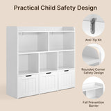 Asofer Kids Bookshelf with 3 Movable Drawers and 6 Open Shelves, Toy Chest Storage Bookcase for Playroom Kids Room, White