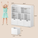 Asofer Kids Bookshelf with 3 Movable Drawers and 6 Open Shelves, Toy Chest Storage Bookcase for Playroom Kids Room, White