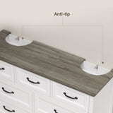 Farmhouse Dresser for Bedroom, 47.2" Wide 7 Drawer Dresser Storage Organizer, Wood Chest of Drawers for Bedroom, TV Stand for 50 inch TV, for Living Room, Hallway - Gray Desktop