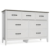 Farmhouse Dresser for Bedroom, 47.2" Wide 7 Drawer Dresser Storage Organizer, Wood Chest of Drawers for Bedroom, TV Stand for 50 inch TV, for Living Room, Hallway - Gray Desktop