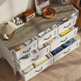 Farmhouse Dresser for Bedroom, 47.2" Wide 7 Drawer Dresser Storage Organizer, Wood Chest of Drawers for Bedroom, TV Stand for 50 inch TV, for Living Room, Hallway - Gray Desktop
