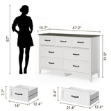 Farmhouse Dresser for Bedroom, 47.2" Wide 7 Drawer Dresser Storage Organizer, Wood Chest of Drawers for Bedroom, TV Stand for 50 inch TV, for Living Room, Hallway - Gray Desktop