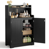 Asofer Bathroom Storage Cabinet Freestanding Floor Cupboard with 2 Doors, 2 Adjustable Shelves for Kitchen, Living Room, Black