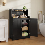 Asofer Bathroom Storage Cabinet Freestanding Floor Cupboard with 2 Doors, 2 Adjustable Shelves, Black