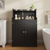 Asofer Bathroom Storage Cabinet Freestanding Floor Cupboard with 2 Doors, 2 Adjustable Shelves, Black