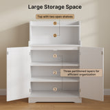 Asofer Bathroom Storage Cabinet Freestanding Floor Cupboard with 2 Doors, 2 Adjustable Shelves for Kitchen, Living Room, White