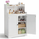 Asofer Bathroom Storage Cabinet Freestanding Floor Cupboard with 2 Doors, 2 Adjustable Shelves for Kitchen, Living Room, White