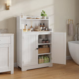 Asofer Bathroom Storage Cabinet Freestanding Floor Cupboard with 2 Doors, 2 Adjustable Shelves for Kitchen, Living Room, White