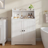Asofer Bathroom Storage Cabinet Freestanding Floor Cupboard with 2 Doors, 2 Adjustable Shelves for Kitchen, Living Room, White