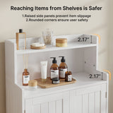 Asofer Bathroom Storage Cabinet Freestanding Floor Cupboard with 2 Doors, 2 Adjustable Shelves, White