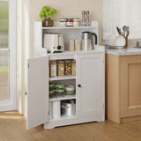 Asofer Bathroom Storage Cabinet Freestanding Floor Cupboard with 2 Doors, 2 Adjustable Shelves for Kitchen, Living Room, White