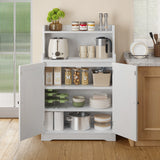 Asofer Bathroom Storage Cabinet Freestanding Floor Cupboard with 2 Doors, 2 Adjustable Shelves for Kitchen, Living Room, White