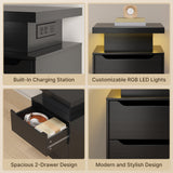 Asofer Queen Bedroom Furniture Set, Bed Frame with Charging Station, 2 Nightstands, 6 Drawer Dressers & 8 Drawer Dressers