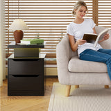 Asofer 2-drawer Nightstand Set，24"H Bedside Table Set with Adjustable LED Lights & Charging Station for Bedroom, Living Room, Study，Black、White