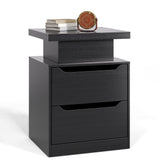 Asofer 2-drawer Nightstand Set，24"H Bedside Table Set with Adjustable LED Lights & Charging Station for Bedroom, Living Room, Study，Black、White
