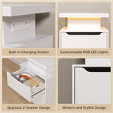 Asofer White King Bedroom Set: Bed Frame, 2 Nightstands & 2 Dressers, Modern Storage Bundle