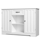 Coffee Bar, 45" Kitchen Storage Cabinet, Sideboard Buffet Cabinet with 14 Shelves, 1 Drawer - White
