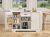 Coffee Bar, 45" Kitchen Storage Cabinet, Sideboard Buffet Cabinet with 14 Shelves, 1 Drawer - White
