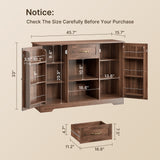 Coffee Bar, Aiho 45" Kitchen Storage Cabinet, Sideboard Buffet Cabinet with 14 Shelves, 1 Drawer - Brown