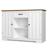 Coffee Bar, Aiho 45" Kitchen Storage Cabinet, Sideboard Buffet Cabinet with 14 Shelves, 1 Drawer - Retro Desktop