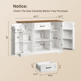 Coffee Bar, Aiho 45" Kitchen Storage Cabinet, Sideboard Buffet Cabinet with 14 Shelves, 1 Drawer - Retro Desktop