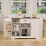 Coffee Bar, Aiho 45" Kitchen Storage Cabinet, Sideboard Buffet Cabinet with 14 Shelves, 1 Drawer - Retro Desktop