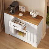 Coffee Bar, Aiho 45" Kitchen Storage Cabinet, Sideboard Buffet Cabinet with 14 Shelves, 1 Drawer - Retro Desktop