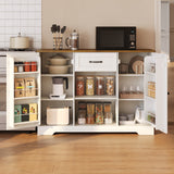 Coffee Bar, Aiho 45" Kitchen Storage Cabinet, Sideboard Buffet Cabinet with 14 Shelves, 1 Drawer - Retro Desktop