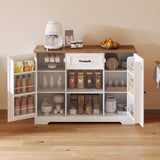 Asofer 42.3 InchCoffee Station Cabinet with Doors & Drawers, Multifunctional Kitchen Pantry Storage Organizer, Retro