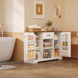 Coffee Bar, Aiho 45" Kitchen Storage Cabinet, Sideboard Buffet Cabinet with 14 Shelves, 1 Drawer - Retro Desktop