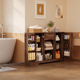 Coffee Bar, Aiho 45" Kitchen Storage Cabinet, Sideboard Buffet Cabinet with 14 Shelves, 1 Drawer - Brown