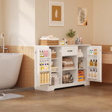 Coffee Bar, 45" Kitchen Storage Cabinet, Sideboard Buffet Cabinet with 14 Shelves, 1 Drawer - White