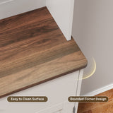 Asofer 71" H Farmhouse Pantry Cabinet with LED Lights, Charging Station, Doors & Drawers, Retro